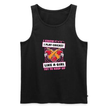 Cricket Girls - Men's Premium Organic Tank Top - black - Front - Michal (187cm)