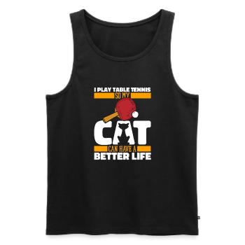 Table Tennis Ping-Pong Cat - Débardeur bio Premium Homme - noir - Devant - AI Model Male 178 light (178cm)