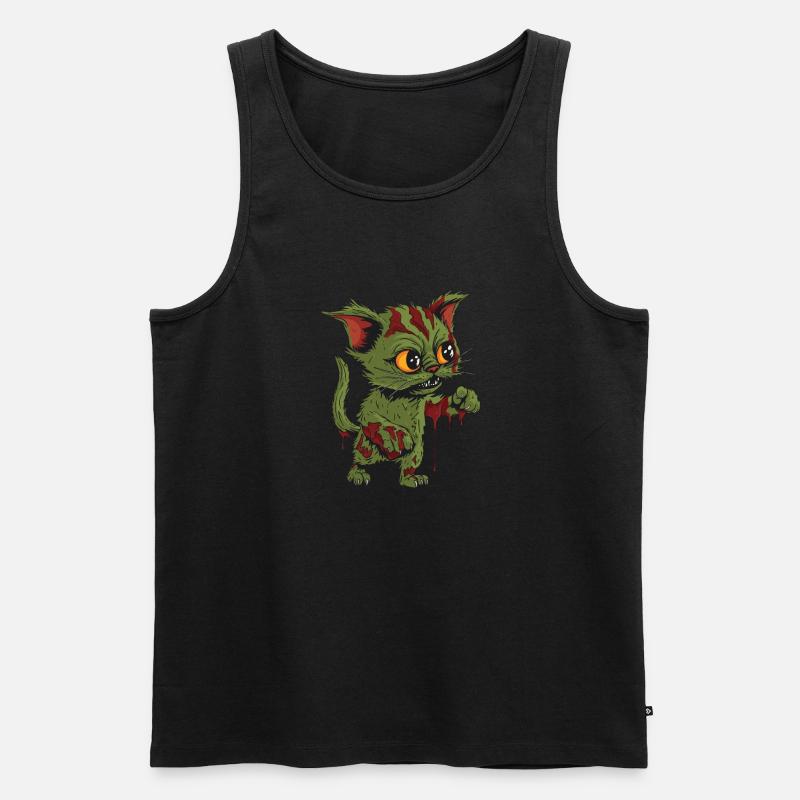 Zombie Halloween Katze - Männer Premium Bio Tank Top - Schwarz
