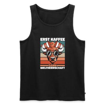 Bison Büffel Kaffee - Männer Premium Bio Tank Top - Schwarz - Vorne - Michal (187cm)