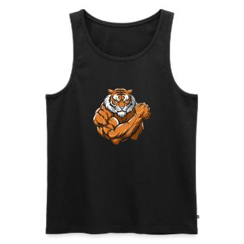 Fitness Tiger - Débardeur bio Premium Homme - noir - Devant - Michal (187cm)