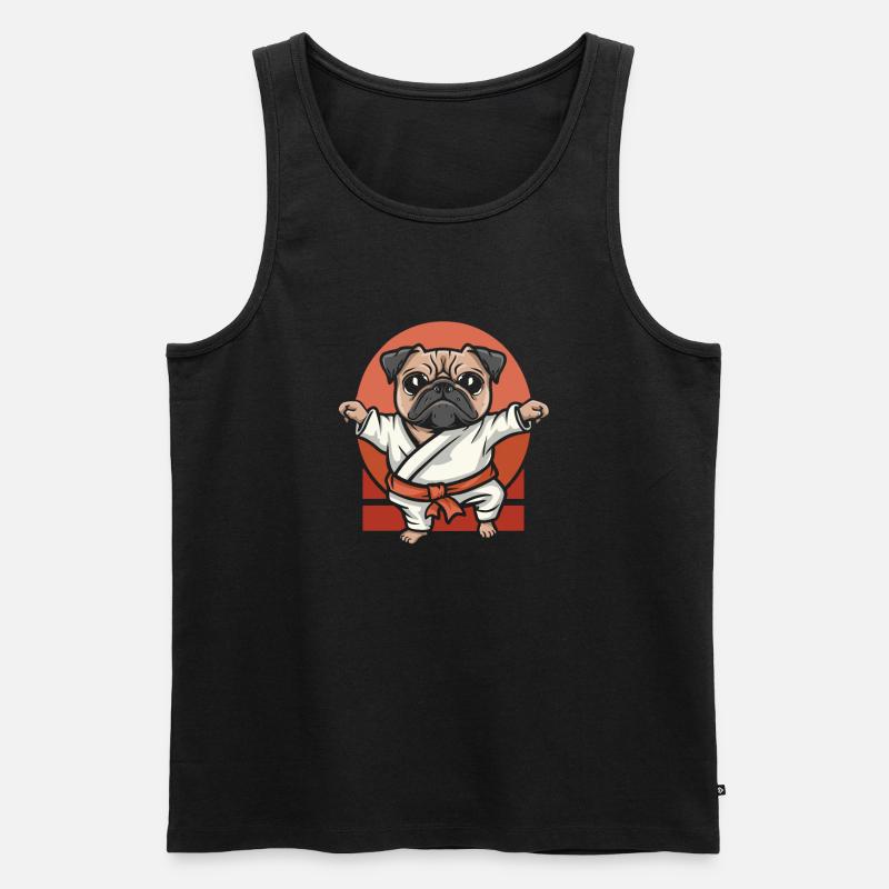 Karate Mops - Männer Premium Bio Tank Top - Schwarz