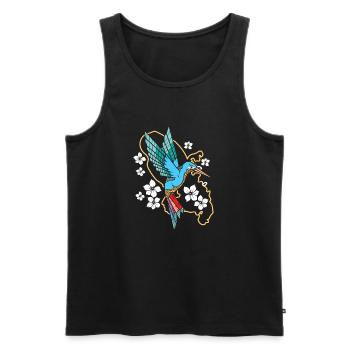Kolibri Blumen - Männer Premium Bio Tank Top - Schwarz - Vorne - Michal (187cm)