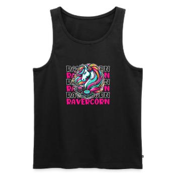 Techno Raver Unicorn Ravercorn - Men's Premium Organic Tank Top - black - Front - Michal (187cm)