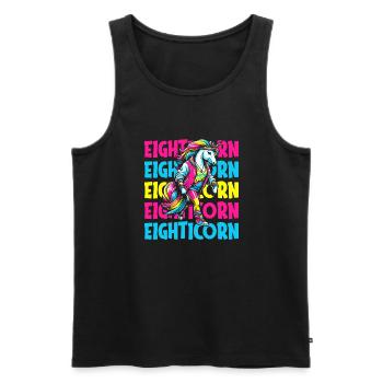 80s Eighties Unicorn Eighticorn - Men's Premium Organic Tank Top - black - Front - AI Model Male 178 light (178cm)