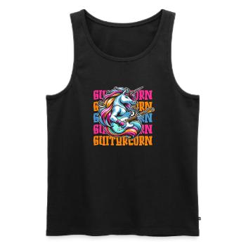 E Gitarre Elektrogitarre Einhorn Guitarcorn - Männer Premium Bio Tank Top - Schwarz - Vorne - Michal (187cm)