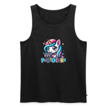 Fotograf Fotografie Kamera Einhorn Photocorn - Männer Premium Bio Tank Top - Schwarz - Vorne - Michal (187cm)