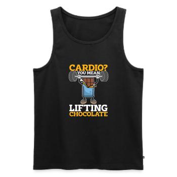 Chocolate Chocolate Funny Cardio Quote - Men's Premium Organic Tank Top - black - Front - Michal (187cm)