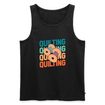 Quilting - Men's Premium Organic Tank Top - black - Front - AI Model Male 178 light (178cm)