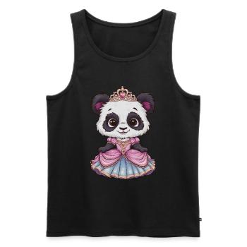 Kawaii panda in princess dress - Men's Premium Organic Tank Top - black - Front - Michal (187cm)