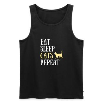 eat sleep cats repeat humour chat femme drole - Débardeur bio Premium Homme - noir - Devant - AI Model Male 178 light (178cm)