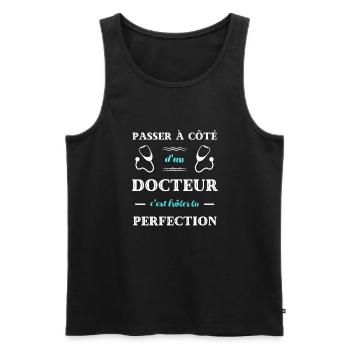 docteur homme perfection humour médecin cadeau - Débardeur bio Premium Homme - noir - Devant - Michal (187cm)