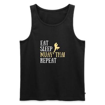 eat sleep muay thai humour arts martiaux cadeau - Débardeur bio Premium Homme - noir - Devant - Michal (187cm)