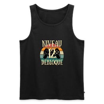 niveau 12 débloqué humour anniversaire 12 ans ado - Débardeur bio Premium Homme - noir - Devant - Michal (187cm)