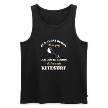 besoin psy kitesurf homme humour kite surfer drole - Débardeur bio Premium Homme - noir - Devant - Michal (187cm)