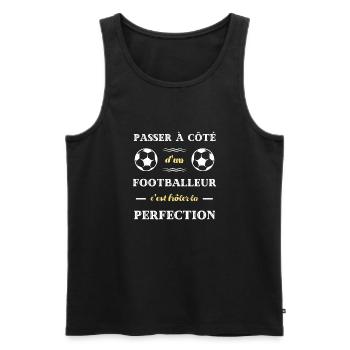 perfection footballeur humour foot homme cadeau - Débardeur bio Premium Homme - noir - Devant - AI Model Male 178 light (178cm)