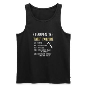 tarif horaire charpentier homme humour charpente - Débardeur bio Premium Homme - noir - Devant - Michal (187cm)