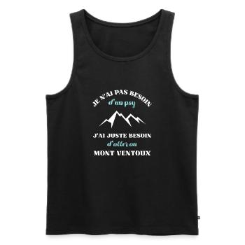 besoin psy mont ventoux homme humour idée cadeau - Débardeur bio Premium Homme - noir - Devant - Michal (187cm)