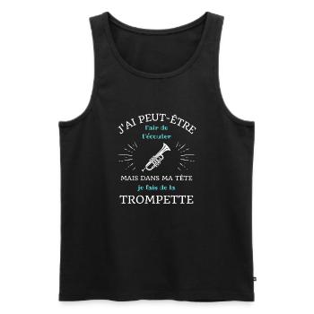 dans ma tete trompette homme humour trompettiste - Débardeur bio Premium Homme - noir - Devant - Michal (187cm)