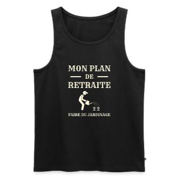 plan retraite jardin homme humour jardinier cadeau - Débardeur bio Premium Homme - noir - Devant - Michal (187cm)
