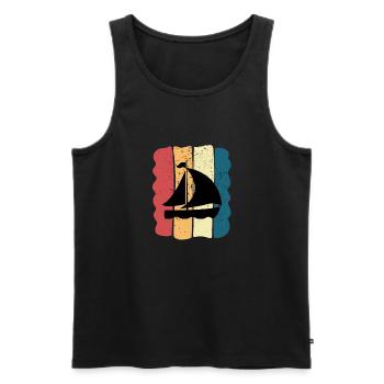 Bootsmann Geschenkidee Matrose Vintage Segelboot - Männer Premium Bio Tank Top - Schwarz - Vorne - Michal (187cm)