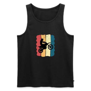 Motocross Homme Humour Moto Cross Cadeau Vintage - Débardeur bio Premium Homme - noir - Devant - Michal (187cm)