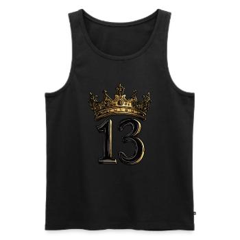 13 Zahl Krone - Männer Premium Bio Tank Top - Schwarz - Vorne - Michal (187cm)