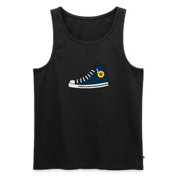 shoe - Men's Premium Organic Tank Top - black - Front - AI Model Male 178 light (178cm)