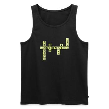 Schriftzug Bauernkind Traktor Heu Kuh Buchstaben - Männer Premium Bio Tank Top - Schwarz - Vorne - Michal (187cm)