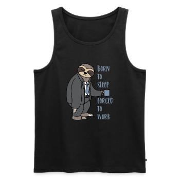 Paresseux costume Sloth Born To Sleep Forced To Work - Débardeur bio Premium Homme - noir - Devant - Michal (187cm)