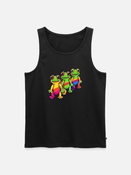 EDM Summer Festival Rainbow Frog Rave - Männer Premium Bio Tank Top - Schwarz
