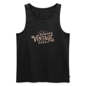 Janvier 2014 | 2014 Janvier Vintage Anniversaire - Débardeur bio Premium Homme - noir - Devant - Michal (187cm)