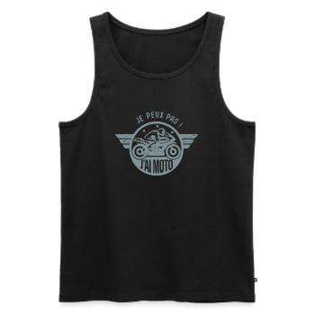 Je peux pas j'ai moto cadeau humour motard motarde - Débardeur bio Premium Homme - noir - Devant - Michal (187cm)