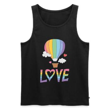 Gay Pride Love Rainbow Heißluftballon - Männer Premium Bio Tank Top - Schwarz - Vorne - Michal (187cm)