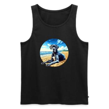 Great Dane On The Beach - Men's Premium Organic Tank Top - black - Front - Michal (187cm)