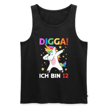 Digga Ich Bin 12 Jahre 12. Geburtstag Einhorn - Männer Premium Bio Tank Top - Schwarz - Vorne - Michal (187cm)