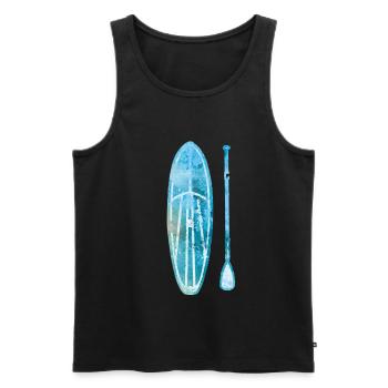Stand Up Paddle Board SUP with Paddle Watercolor - Men's Premium Organic Tank Top - black - Front - AI Model Male 178 light (178cm)