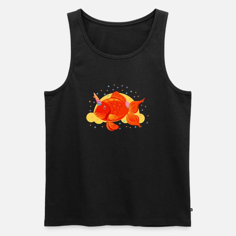 Goldfisch Einhorn - Männer Premium Bio Tank Top - Schwarz