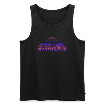 Retrowave Synthwave 80s Design - Männer Premium Bio Tank Top - Schwarz - Vorne - Michal (187cm)