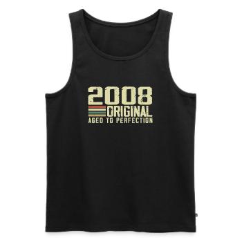 Born in 2008 - Vintage 2008 - 16th Anniversary Retro - Men's Premium Organic Tank Top - black - Front - AI Model Male 178 light (178cm)
