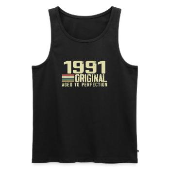 Né en 1991 - Vintage 1991 - 33e Anniversaire Rétro - Débardeur bio Premium Homme - noir - Devant - Michal (187cm)
