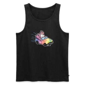 Licence drôle de pilote de voiture cadeau Licorne Bande dessinée - Débardeur bio Premium Homme - noir - Devant - AI Model Male 178 light (178cm)
