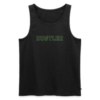 hustleR - Männer Premium Bio Tank Top - Schwarz - Vorne - Michal (187cm)