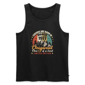 Ursprüngliche Legenden werden im März 1977 🎉 geboren - Männer Premium Bio Tank Top - Schwarz - Vorne - Michal (187cm)