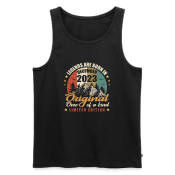 Legenden wurden im Dezember 2023 geboren, Original 2023 - Männer Premium Bio Tank Top - Schwarz - Vorne - Michal (187cm)