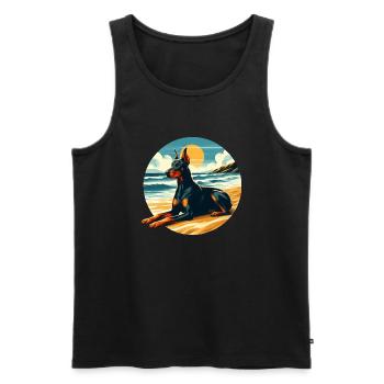 Doberman On The Beach - Men's Premium Organic Tank Top - black - Front - Michal (187cm)