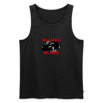Mon Garage Mes Règles noir / rouge - Débardeur bio Premium Homme - noir - Devant - AI Model Male 178 light (178cm)