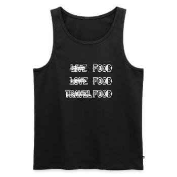 Live Love Travel - FOOD! - Männer Premium Bio Tank Top - Schwarz - Vorne - Michal (187cm)