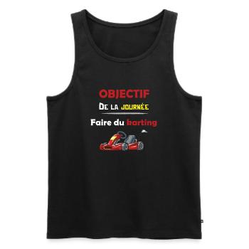 objectif de la journée faire du karting cadeau - Débardeur bio Premium Homme - noir - Devant - Michal (187cm)
