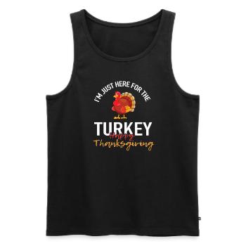 Je suis juste ici pour la dinde - Thanksgiving Day - Débardeur bio Premium Homme - noir - Devant - Michal (187cm)